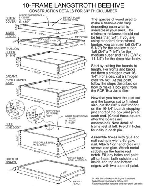 bee hive plans ideas  pinterest langstroth hive bee