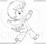 School Boy Walking Cartoon Outline Clipart Illustration Happy Lineart Royalty Bannykh Alex Vector sketch template