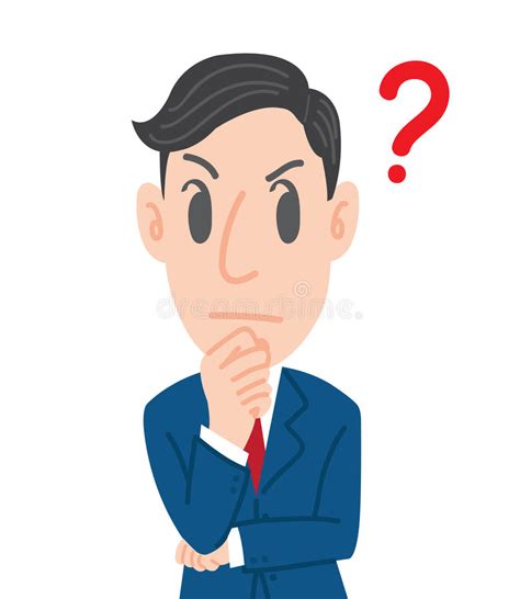 Thinking Man Businessman With Question Mark Concept Vector