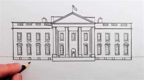 draw  white house step  step youtube