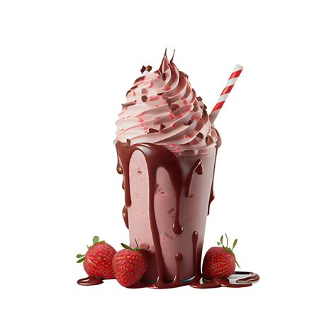 render glass  whipped strawberry shake  dripping caramel