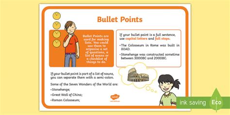bullet points punctuation  display poster bullet points