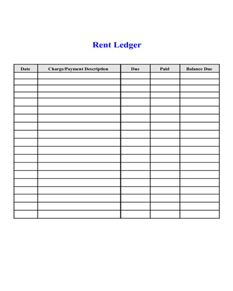 printable landlord rental payment ledger template printable templates