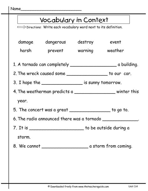 grade vocabulary worksheets   math worksheet  db excelcom