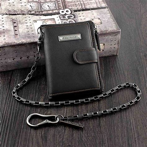 black leather mens small biker wallet chain wallet billfold bifold wa