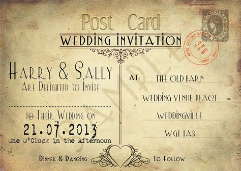 postcard invites postcard wedding invitation shabby chic wedding