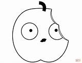 Coloring Apple Bitten Cartoon Pages Apples Categories sketch template