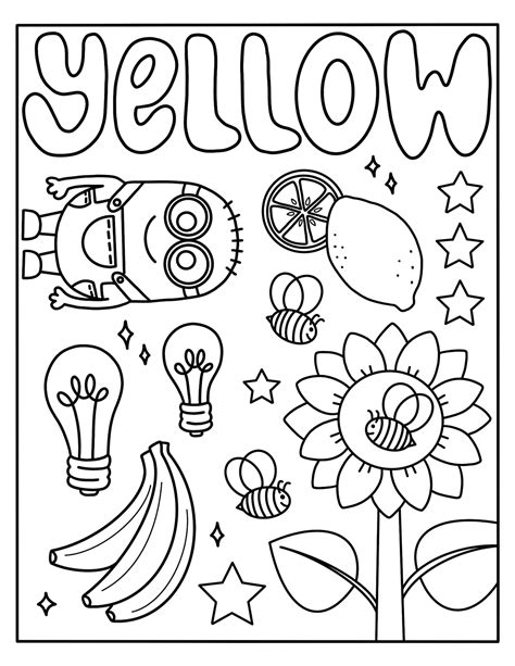 yellow  coloring page etsy