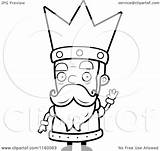 King Old Cartoon Clipart Waving Coloring Outlined Vector Thoman Cory Royalty sketch template