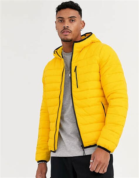 bershka puffer jacket  yellow asos