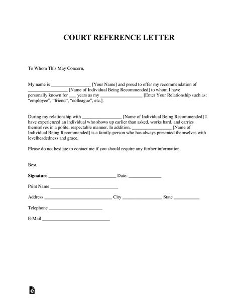 character reference letters  court  template sample