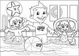 Colouring Pages Pool Swimming Kids Lessons Open sketch template