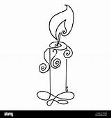 Candela Colorare Fuoco Contorno Vettoriale Candle Semplice Fiamma Brucia Kerze Flamme Flame sketch template
