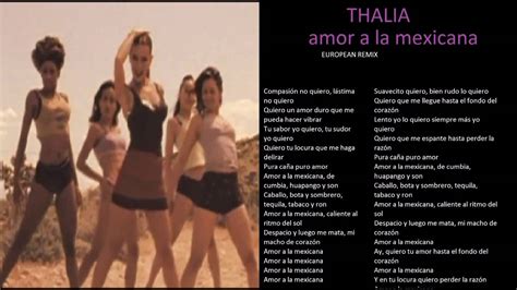 Thalia Amor A La Mexicana European Remix Lyrics Youtube