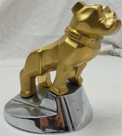 vintage mack truck bulldog gold tone hood ornament mf base patent