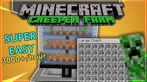 easy minecraft creeper farm tutorial   hour gunpowder farm youtube