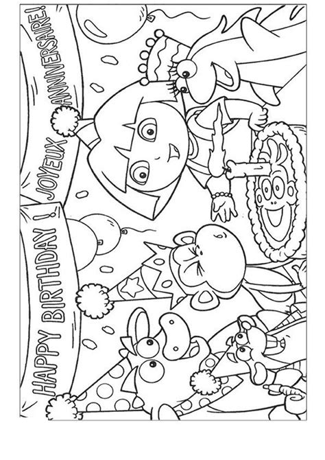 animations    coloring pages  dora  explorer happy birthday