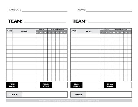 basketball score sheets printable printable templates