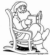 Santa Coloring Claus Pages Reading Christmas Book Printable Color Colouring Father Clipart Kids Preschoolers Sitting Drawing Cliparts Sheets Print Clip sketch template