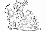 Dora Christmas Coloring Pages Boots Making Tree sketch template