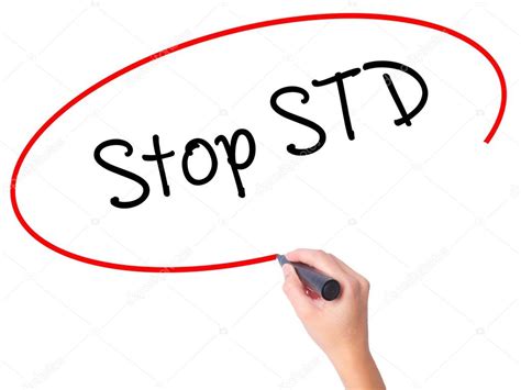 Women Hand Writing Stop Std Sexually Transmitted Diseases