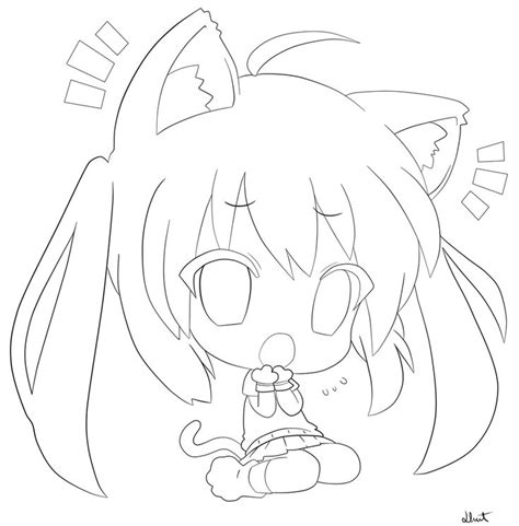 gambar  anime coloring pages images pinterest adult chibi cat