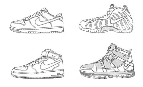 kinds  nike shoes coloring page