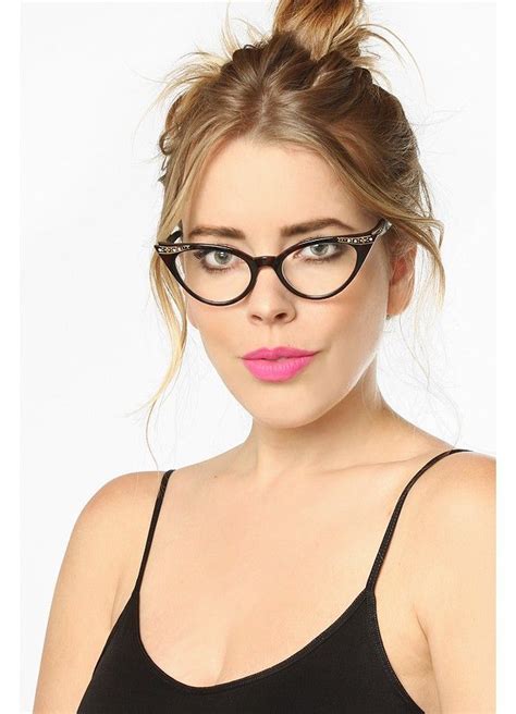 Betty Jo Rhinestone Cat Eye Clear Glasses Clear Glasses Celebrities