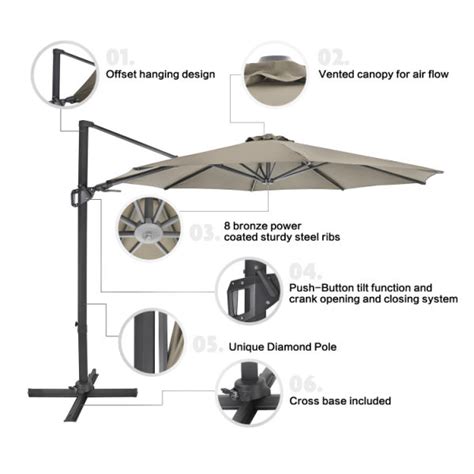 shop  amtall ft cantilever umbrella patio offset hanging outdoor umbrella  degree