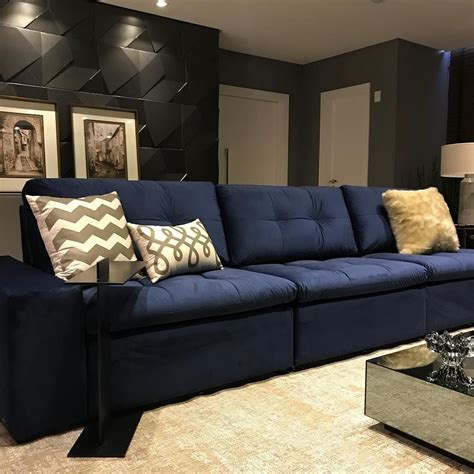 sofa azul  lindos modelos  usar   na decoracao decoracao sala sofa azul decoracao
