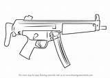 Gun Drawing Draw Machine Step Weapons Sketch Pencil sketch template