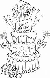 Birthday Coloring Happy Cake Pages Mom Drawing Party Printable Drawings Sheets Rocks Easy Cards These Getdrawings Geburtstag Visit Cakes Kids sketch template