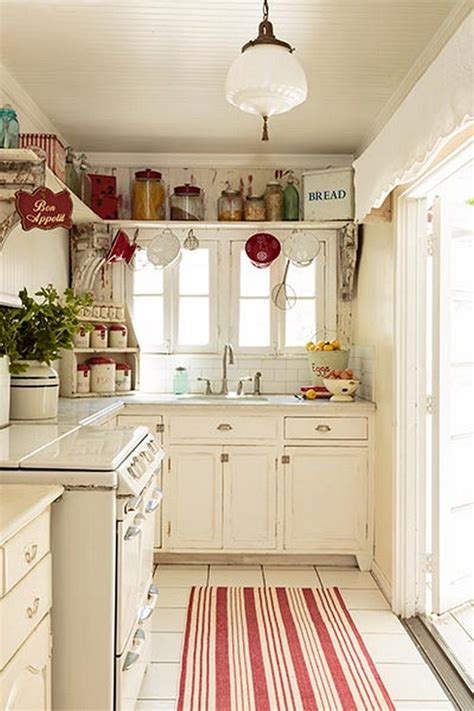 cozy cottage kitchen  red  white cozyplaces