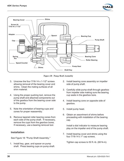 figure  pump shaft assembly installation hale dk series user manual page