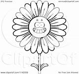 Flower Smiling Character Happy Daisy Coloring Clipart Cartoon Thoman Cory Outlined Vector 2021 sketch template