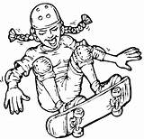 Skateboard Skateboarding Pigtail Bowling sketch template