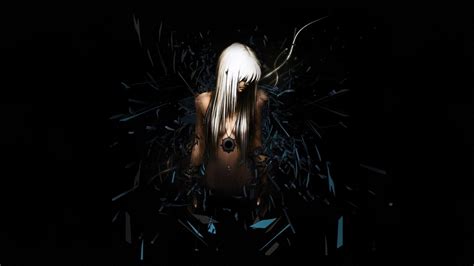 Картинки Аниме фентези девушка амулет пирсинг черный фон осколки длинные волосы блондинка
