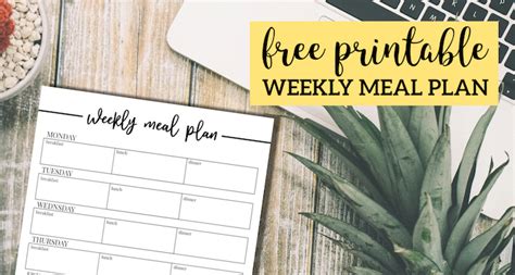 printable weekly meal plan template paper trail design