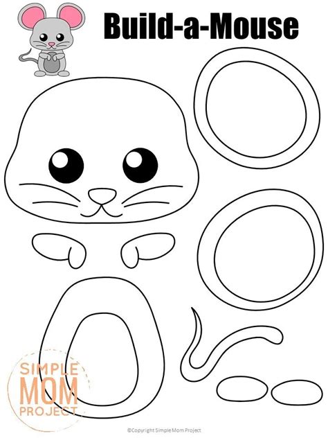 printable cut  paste mouse craft  kids simple mom project