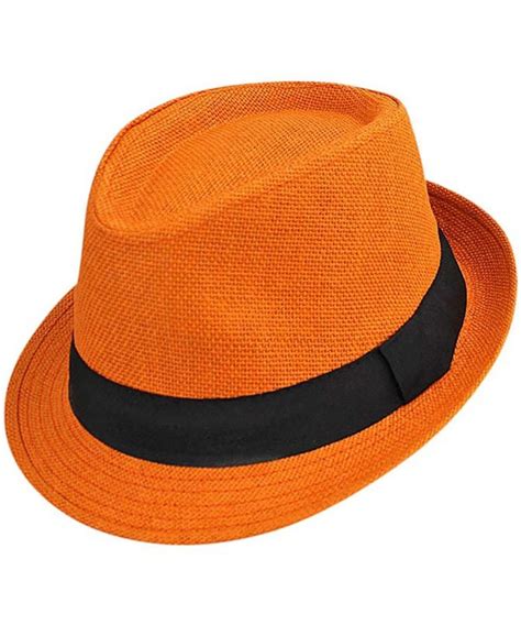 Vibrant Basic Straw Fedora Hat Orange Ch12fftln7b