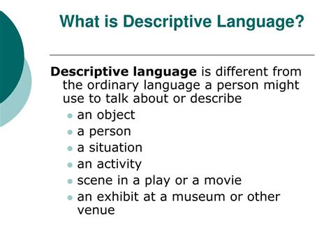 descriptive language powerpoint    id
