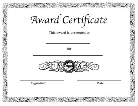 printable award templates master template