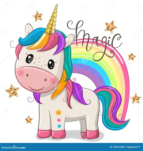 cartoon unicorn   rainbow isolated   white background vector