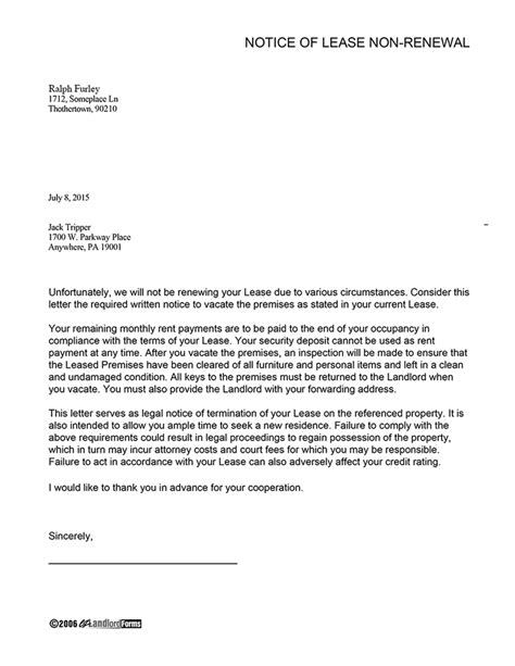 letter indicating  renewal  lease stephen blog letter