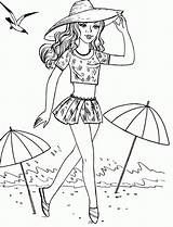 Coloring Pages Beach Barbie Girl Girls Kids Vacation Printable Color Popular Getcolorings Print sketch template
