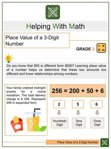place     digit number  grade math worksheets helping
