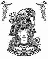Halloween Coloring Pages Adults Witch Print Color Printables Printable Zen Decorative Book Adult Sheets Tangle Doodle Hat Style Round Over sketch template