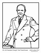 Coloring Pages Presidents Ike Eisenhower Dwight Leaders Printables American First sketch template