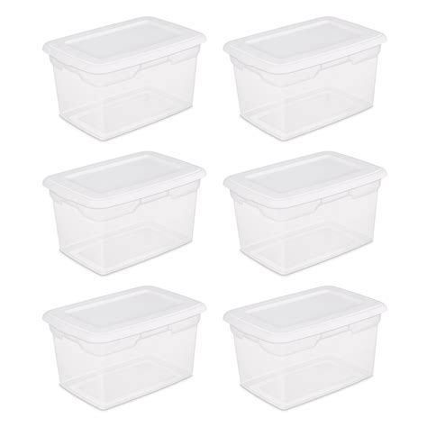 plastic tote storage box  qt clear containers organizer lids bin set