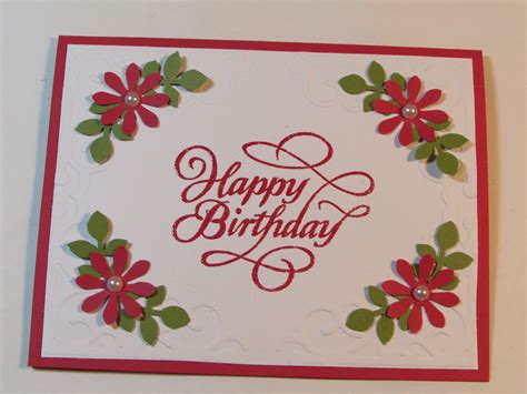 happy birthday card  poinsettis